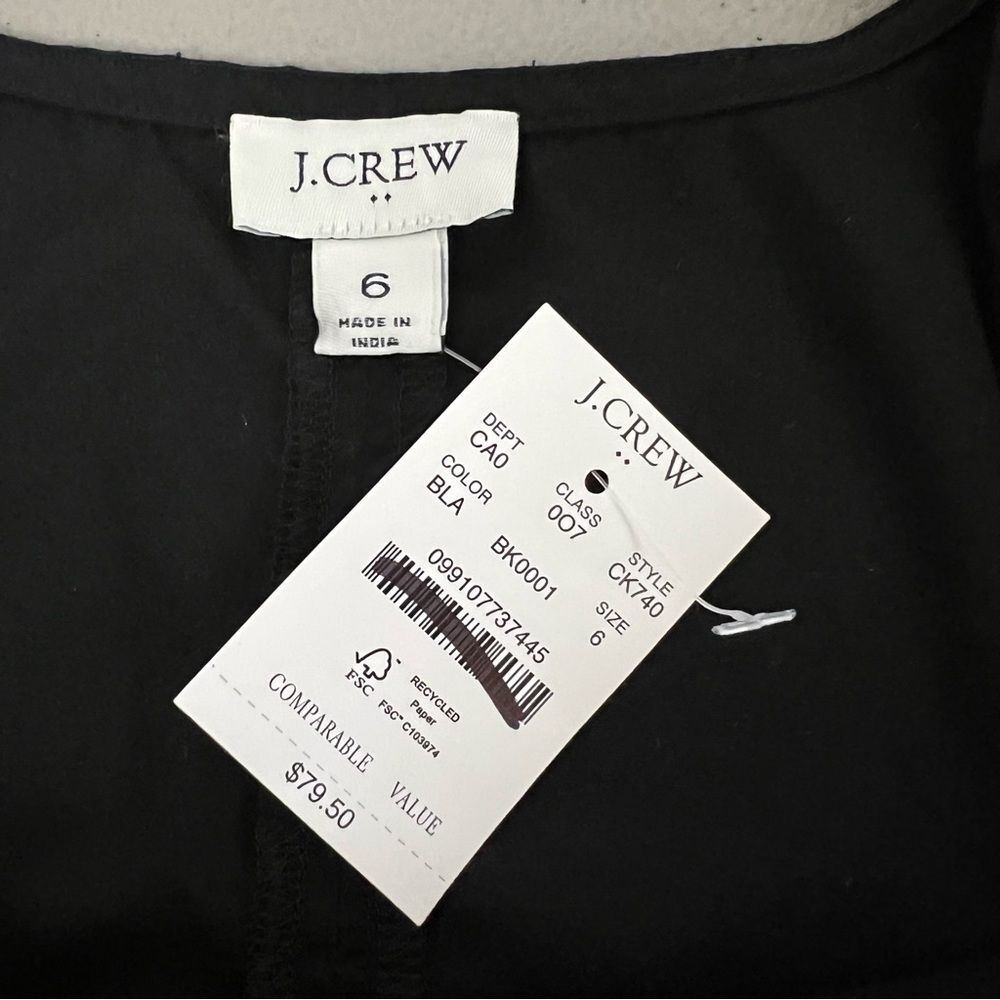 J. Crew Factory Black Sleeveless Placket Blouse NWT Size 6 Pleated Button Front - Picture 8 of 10